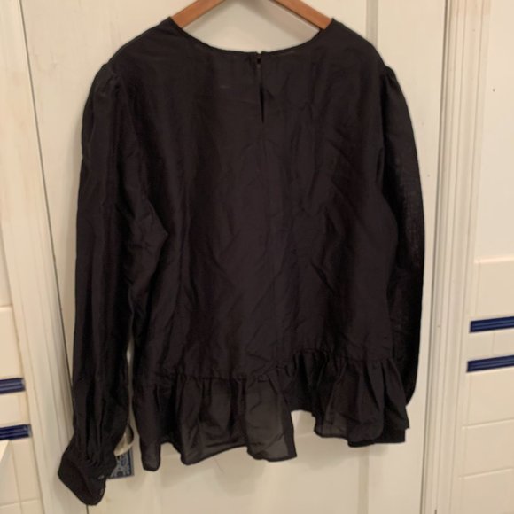 Zara Black Sheer Embroidered Blouse - Picture 3 of 6